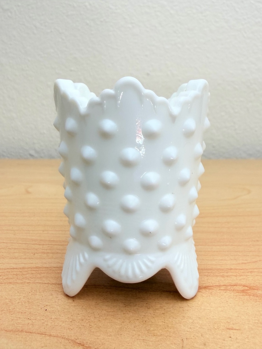 Vintage Fenton Milk Glass Hobnail Toothpick Holder